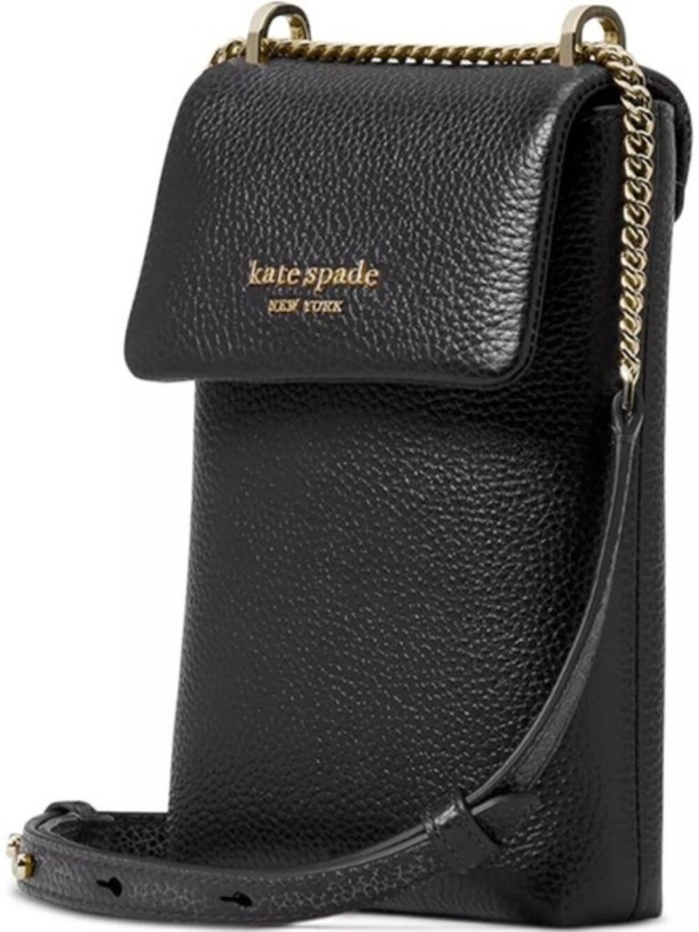 The Kate Spade New York Roulette Mini Pebbled Leather Phone Crossbody Bag Black